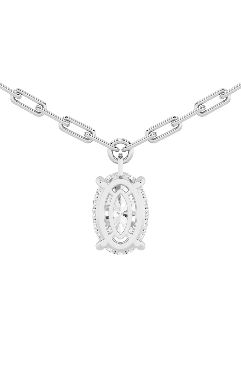 2CTW Oval Shaped Lab Grown Diamond (F/VS) Strata Chic Collection Necklace in 14K Gold
