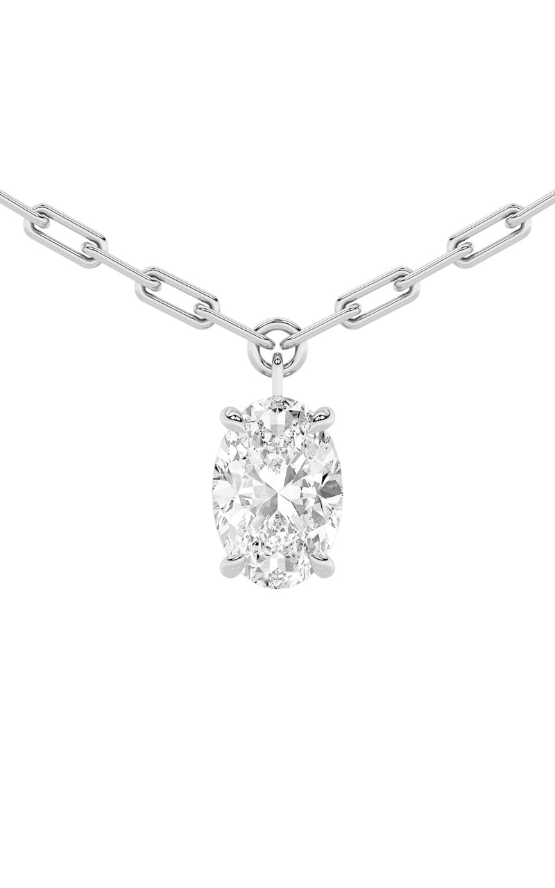 2CTW Oval Shaped Lab Grown Diamond (F/VS) Strata Chic Collection Necklace in 14K Gold