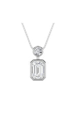 Load image into Gallery viewer, 1CTW Emerald Shaped Lab Grown Diamond (F/VS) Toi et Moi Fashiion Pendant in 14K Gold
