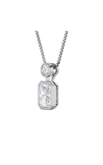 Load image into Gallery viewer, 1CTW Emerald Shaped Lab Grown Diamond (F/VS) Toi et Moi Fashiion Pendant in 14K Gold
