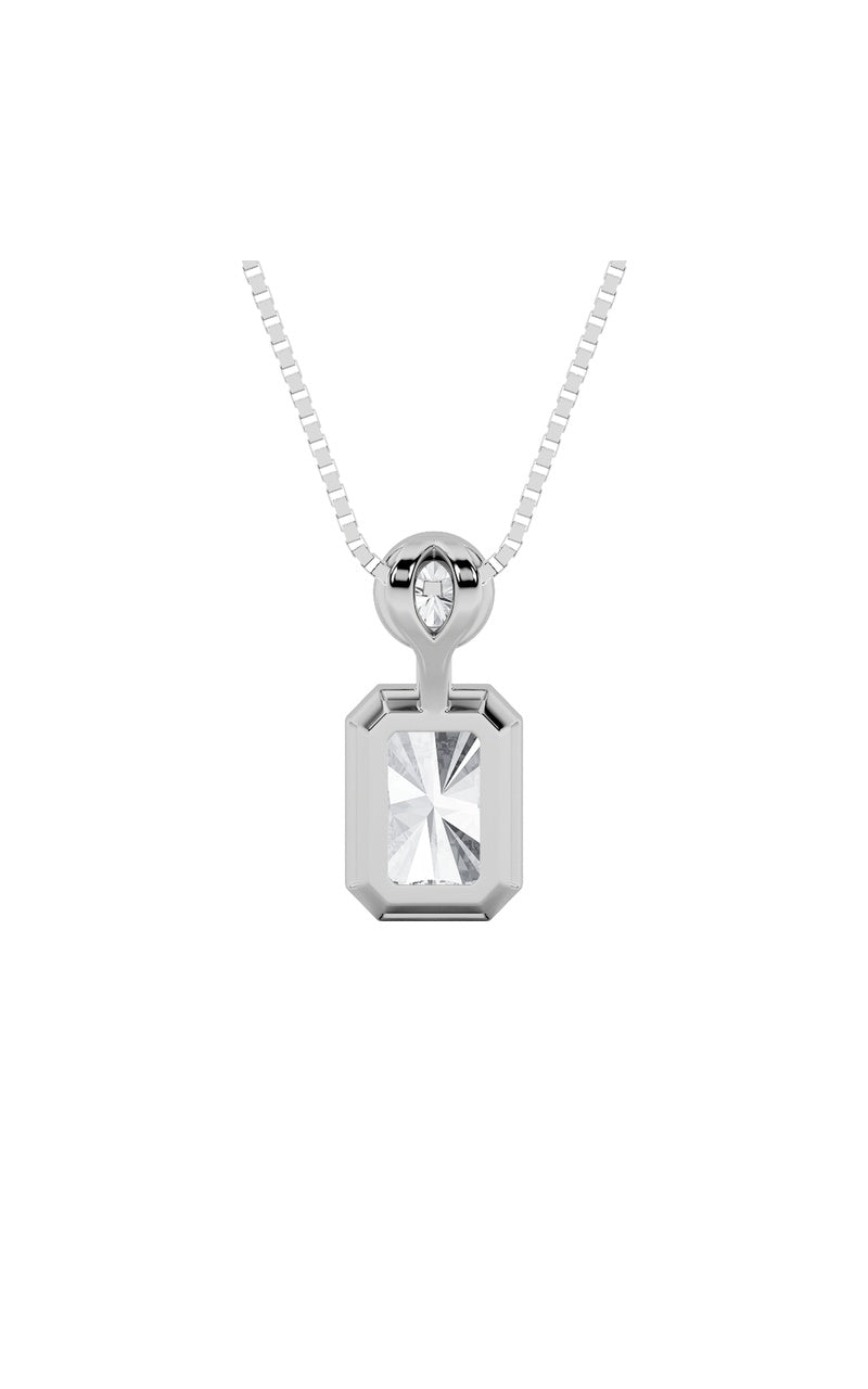 1CTW Emerald Shaped Lab Grown Diamond (F/VS) Toi et Moi Fashiion Pendant in 14K Gold