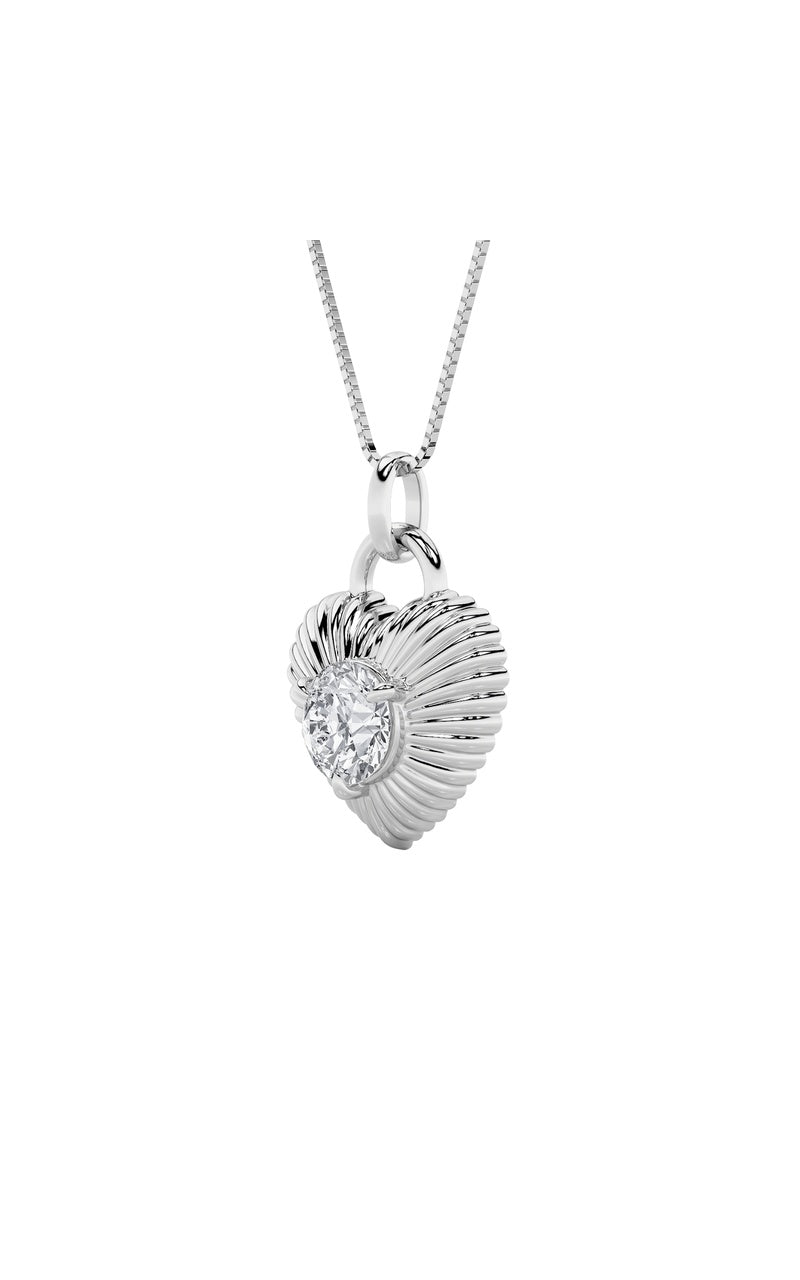 1.5CTW Round Shaped Lab Grown Diamond (F/VS) Heart Shaped Pendant in 14K Gold