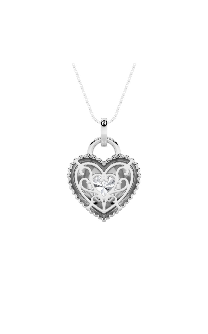1.5CTW Round Shaped Lab Grown Diamond (F/VS) Heart Shaped Pendant in 14K Gold