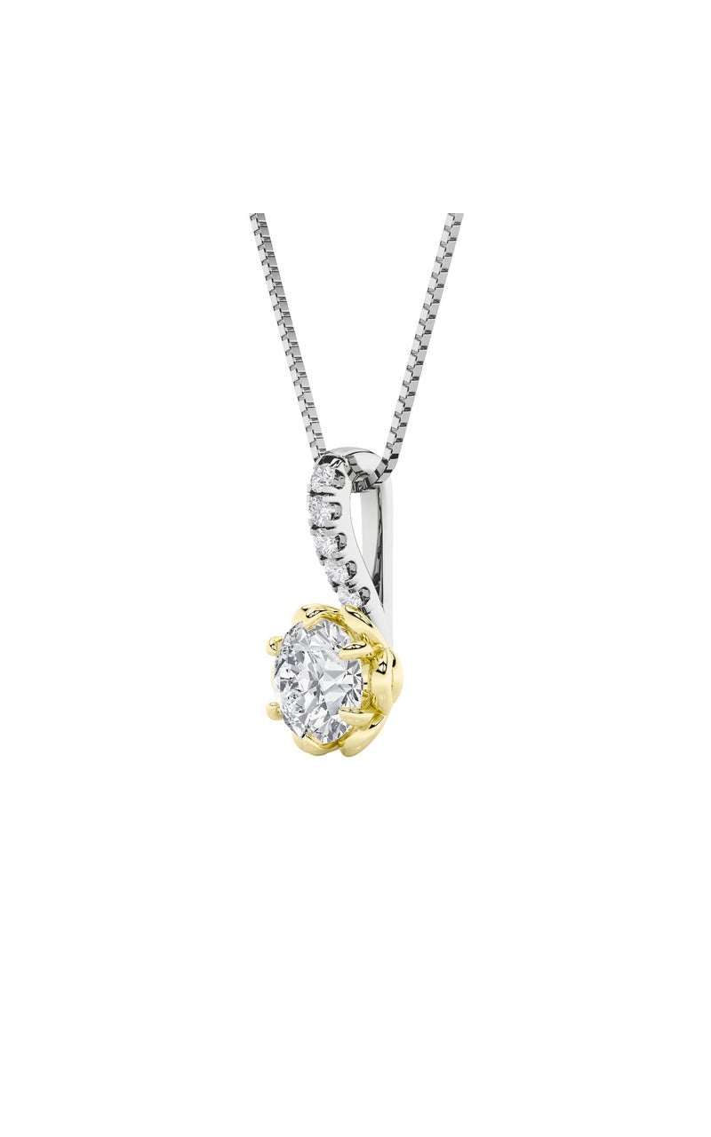 Vs) two tone  pendant in 14k gold