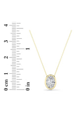 Load image into Gallery viewer, 1CTW Oval Shaped Lab Grown Diamond (F/VS) Bezel Set Solitaire Pendant in 14K Gold
