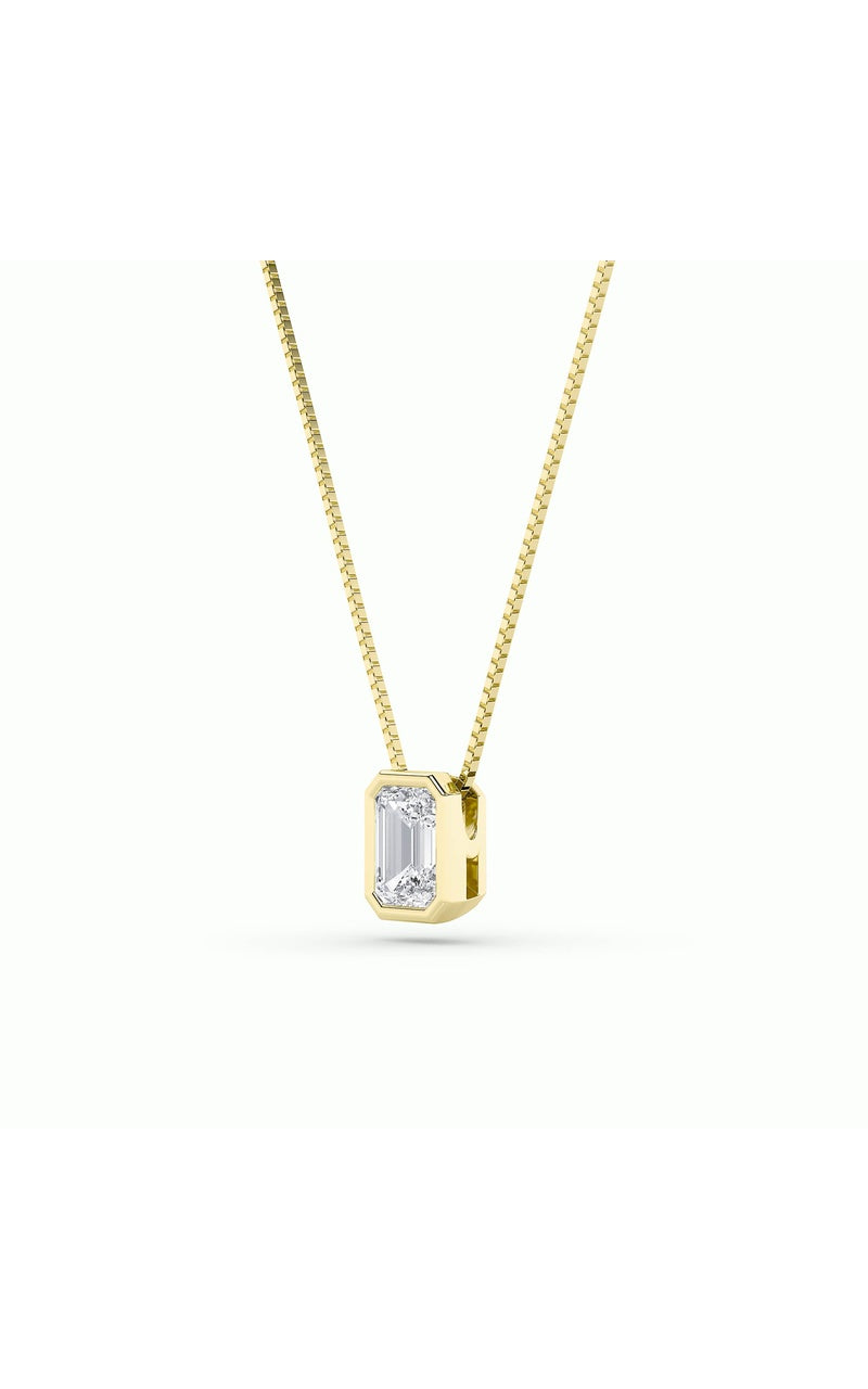 Vs) bezel set solitaire pendant in 14k gold