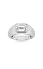Load image into Gallery viewer, 3Cttw Emerald Shaped Lab Grown Diamond (F/VS) Mens Ring in 14K White Gold
