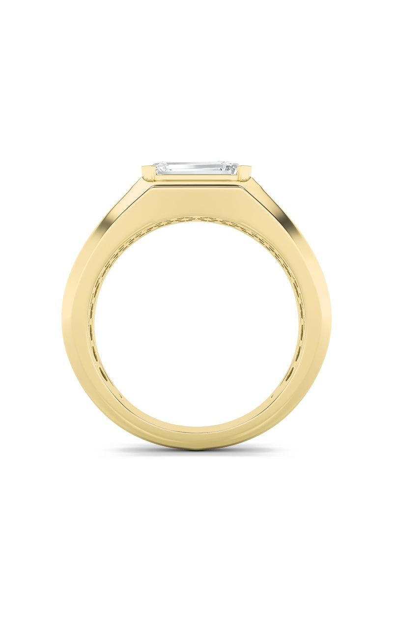 3Cttw Emerald Shaped Lab Grown Diamond (F/VS) Mens Ring in 14K White Gold