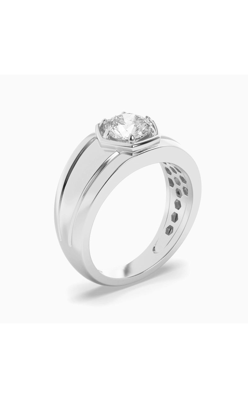 2CTW Round Shaped Lab Grown Diamond (F/VS) Mens Ring in 14K White Gold
