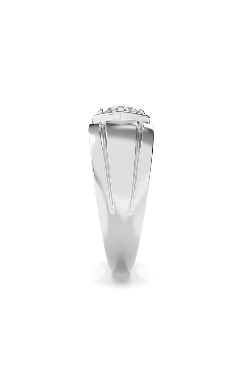 2CTW Round Shaped Lab Grown Diamond (F/VS) Mens Ring in 14K White Gold