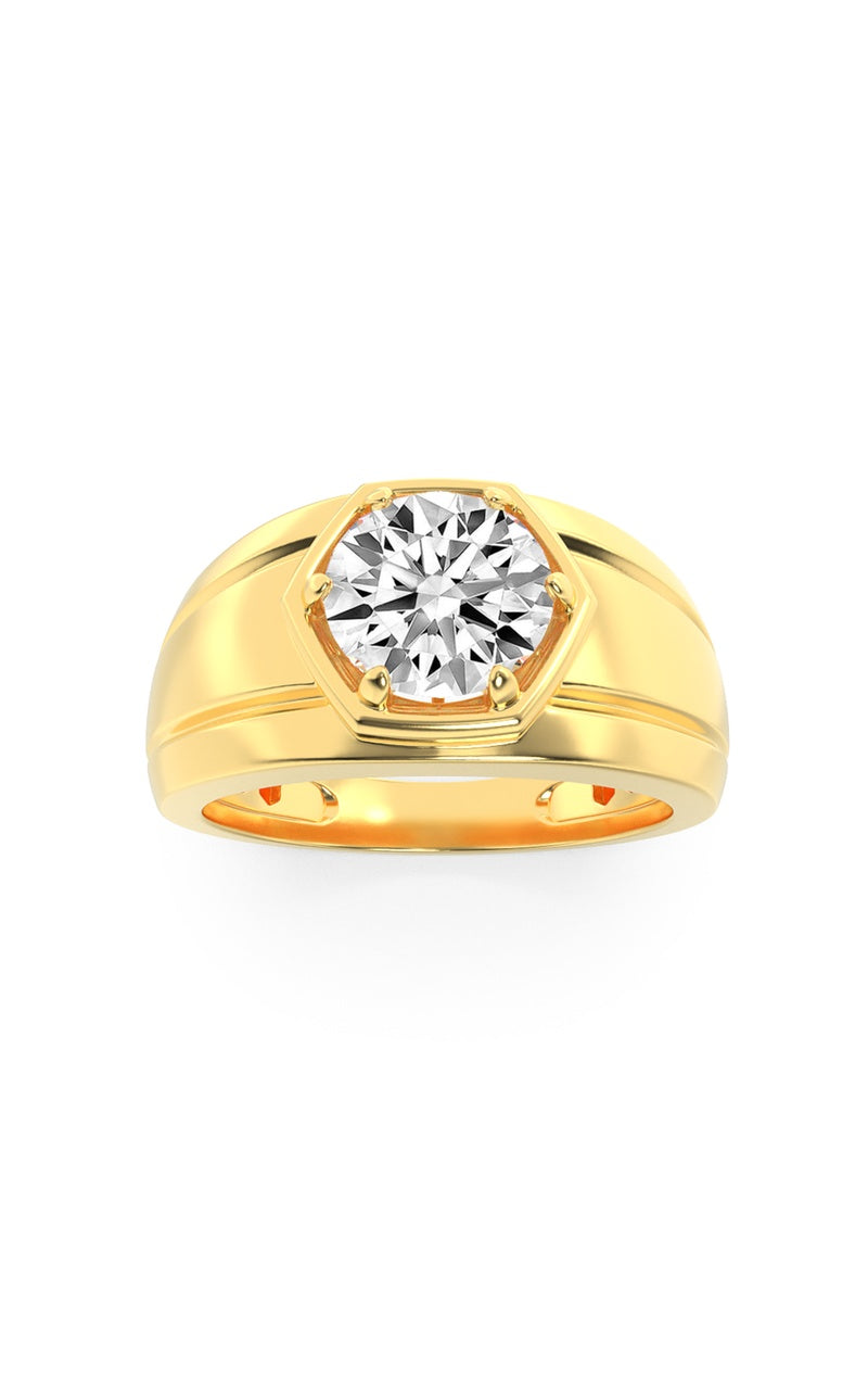 2CTW Round Shaped Lab Grown Diamond (F/VS) Mens Ring in 14K White Gold