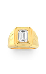 Load image into Gallery viewer, 2CTW Emerald Shaped Lab Grown Diamond (G/VS) Mens Ring in 14K Yellow Gold
