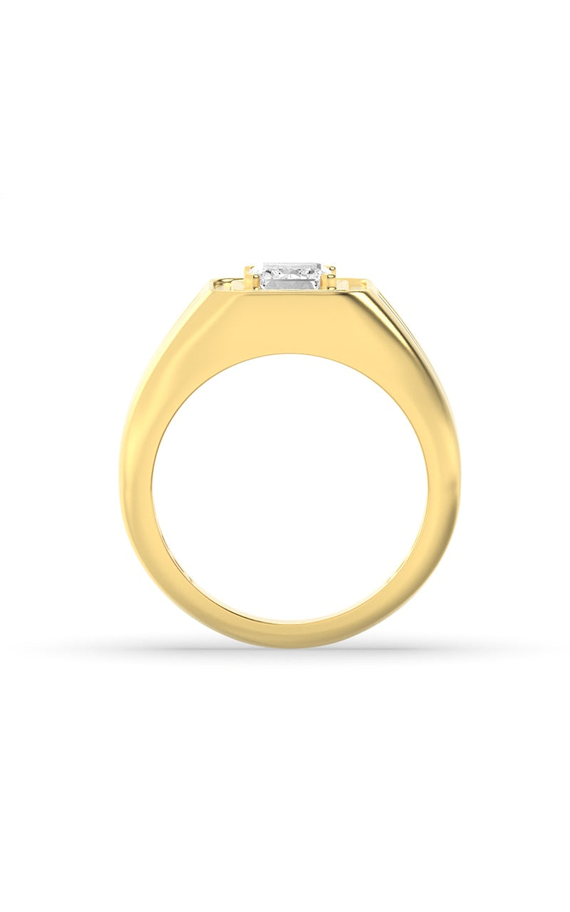 2CTW Emerald Shaped Lab Grown Diamond (G/VS) Mens Ring in 14K Yellow Gold