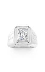 Load image into Gallery viewer, 2CTW Emerald Shaped Lab Grown Diamond (F/VS) Mens Ring in 14K White Gold
