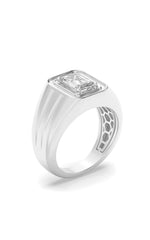 Load image into Gallery viewer, 2CTW Emerald Shaped Lab Grown Diamond (F/VS) Mens Ring in 14K White Gold
