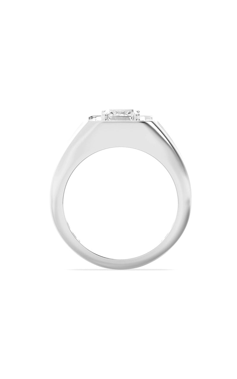 2CTW Emerald Shaped Lab Grown Diamond (F/VS) Mens Ring in 14K White Gold