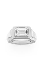 Load image into Gallery viewer, 2.5CTW Emerald Shaped Lab Grown Diamond (F/VS) Mens Ring in 14K Gold
