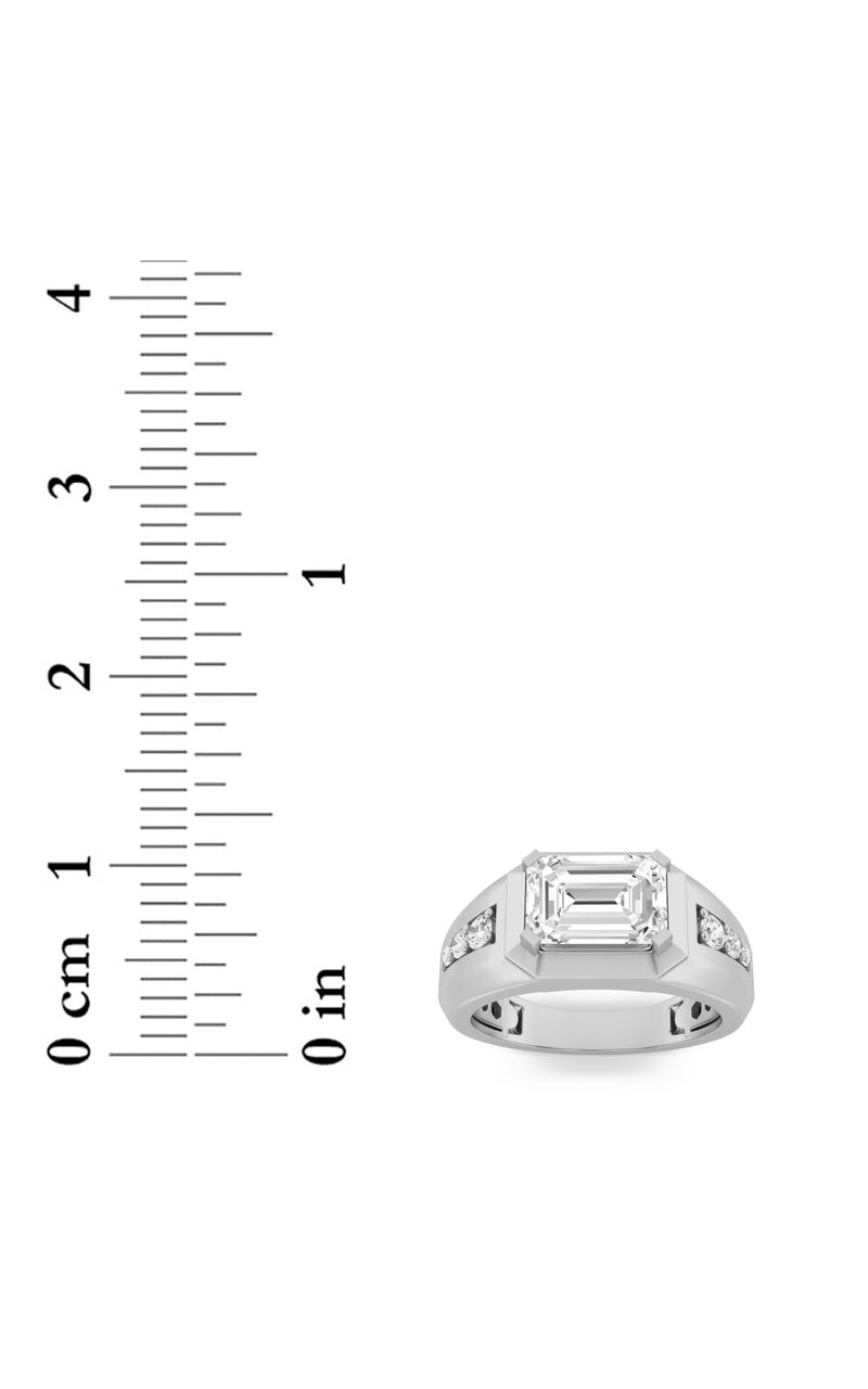 2.5CTW Emerald Shaped Lab Grown Diamond (F/VS) Mens Ring in 14K Gold