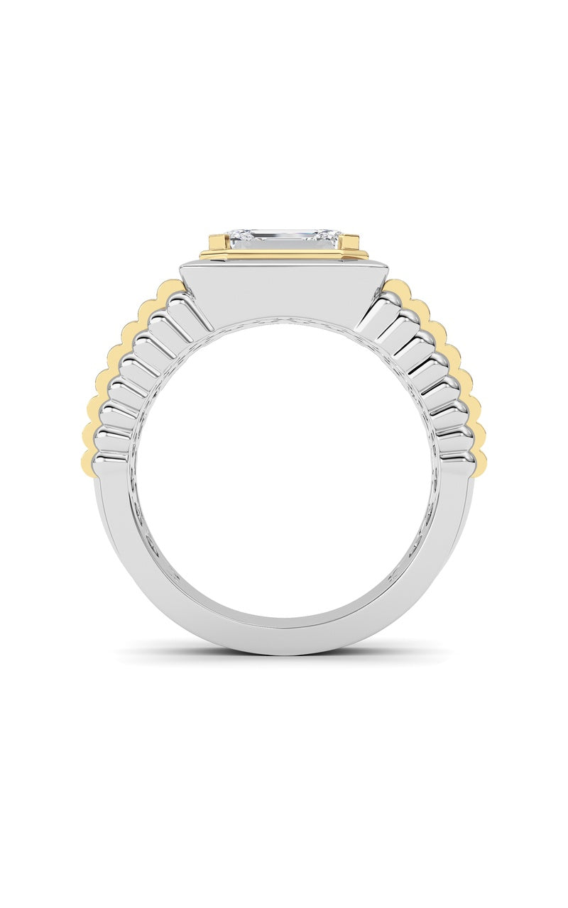 2.5CTW Emerald Shaped Lab Grown Diamond (F/VS) Mens Ring in 14K Gold