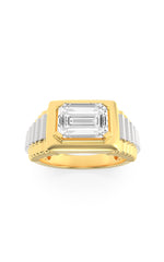 Load image into Gallery viewer, 2.5CTW Emerald Shaped Lab Grown Diamond (F/VS) Mens Ring in 14K Gold
