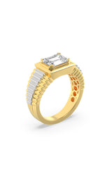 Load image into Gallery viewer, 2.5CTW Emerald Shaped Lab Grown Diamond (F/VS) Mens Ring in 14K Gold
