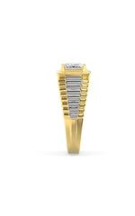 Load image into Gallery viewer, 2.5CTW Emerald Shaped Lab Grown Diamond (F/VS) Mens Ring in 14K Gold
