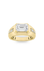 Load image into Gallery viewer, 3.5CTW Emerald Shaped Lab Grown Diamond (F/VS) Mens Ring in 14K Gold
