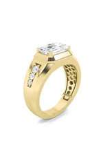 Load image into Gallery viewer, 3.5CTW Emerald Shaped Lab Grown Diamond (F/VS) Mens Ring in 14K Gold

