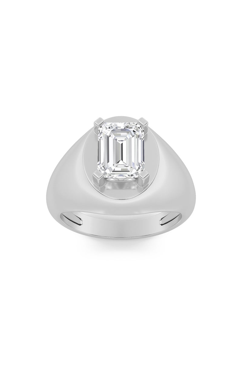 3CTW Emerald Shaped Lab Grown Diamond (F/VS) Men's Ring in 14K Gold