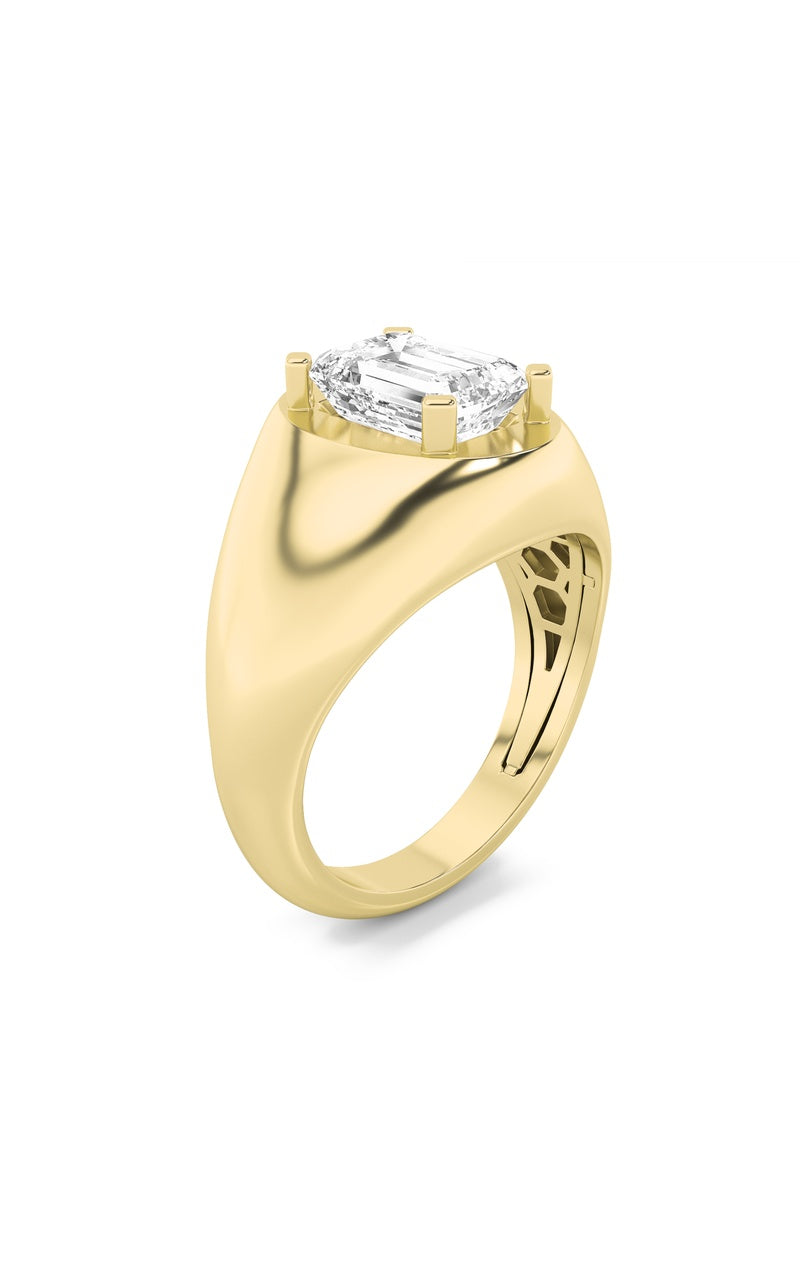 3CTW Emerald Shaped Lab Grown Diamond (F/VS) Men's Ring in 14K Gold
