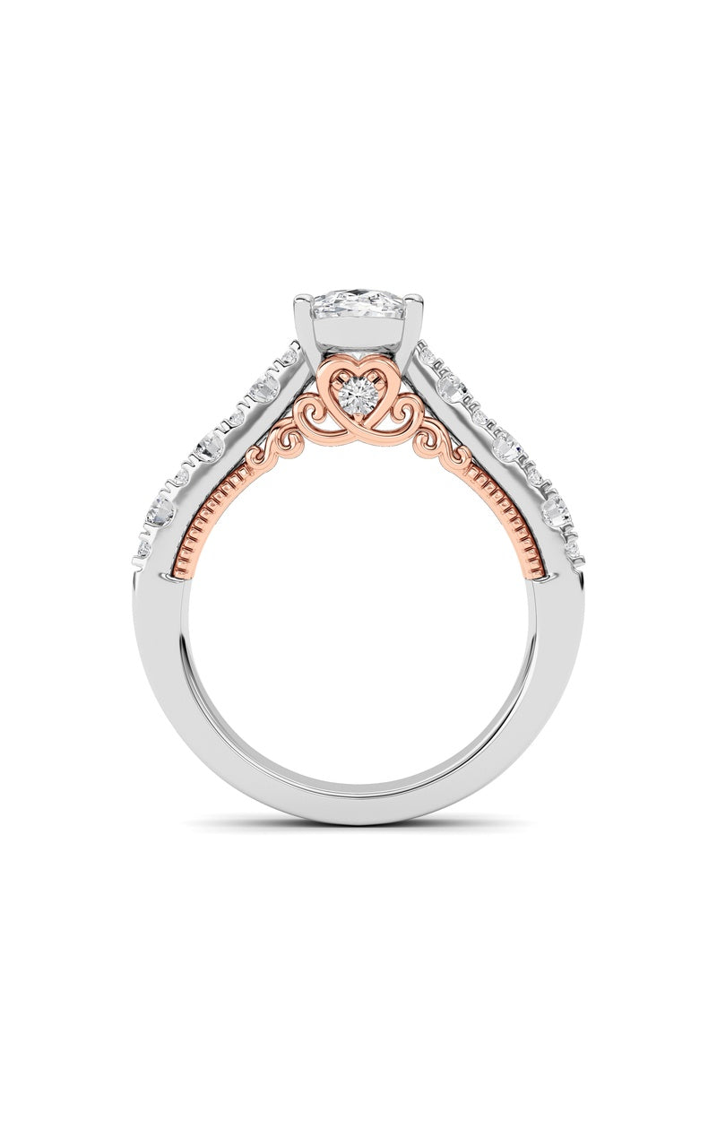 2CTW Oval Shaped Lab Grown Diamond (F/VS) Accented Milgrain Engagement Ring in 14K Gold