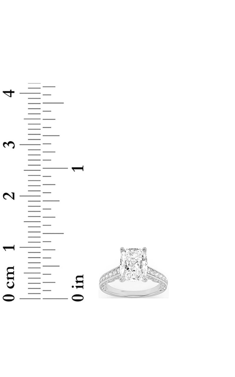 2.5CTW Elongated Cushion Shaped Lab Grown Diamond (G/VS) Accented Engagement Ring in 14K Gold