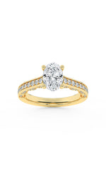 Load image into Gallery viewer, 2CTW Oval Shaped Lab Grown Diamond (F/VS) Accented Engagement Ring in 14K Gold
