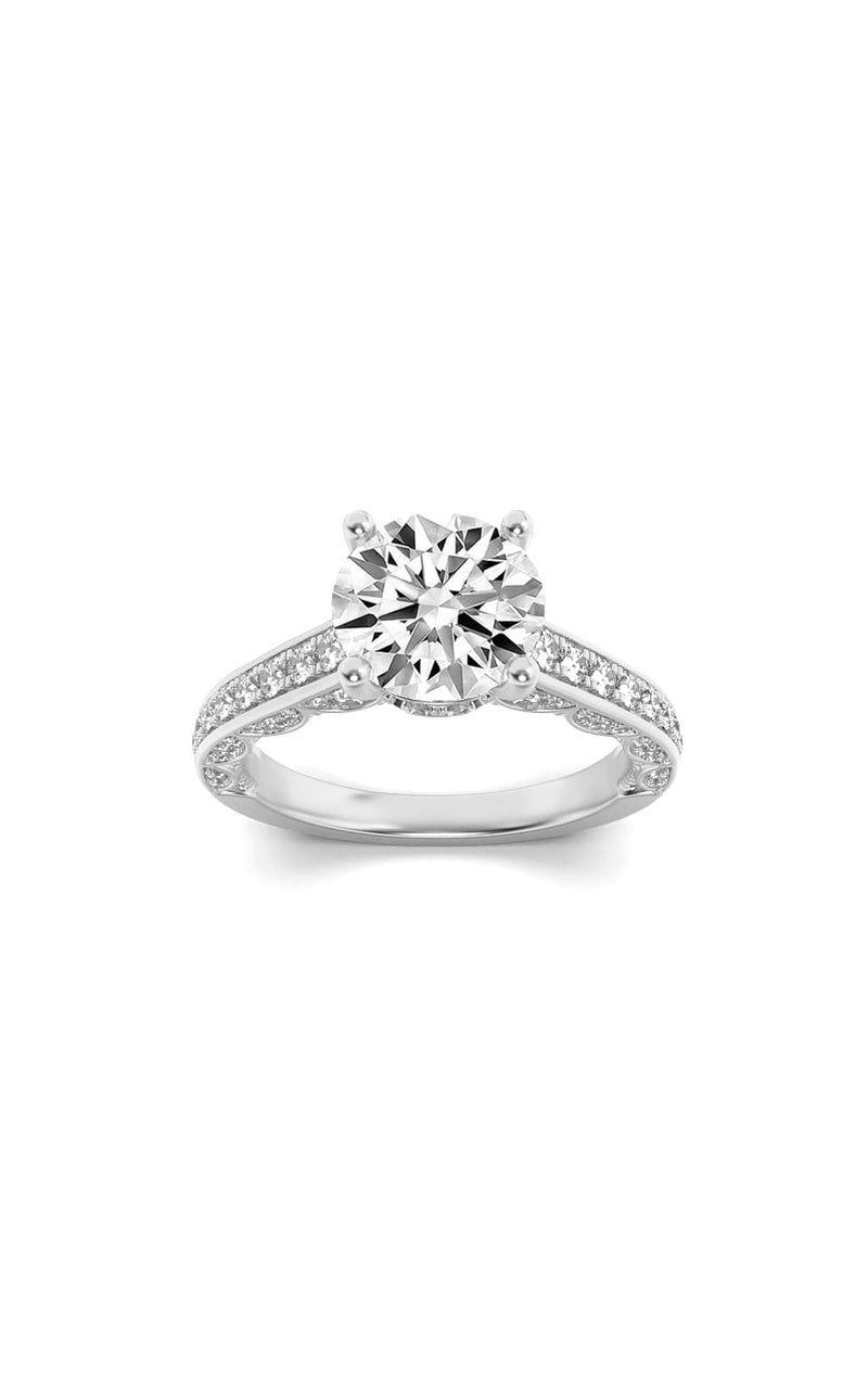 2CTW Round Shaped Lab Grown Diamond (F/VS) Accented Engagement Ring in 14K Gold