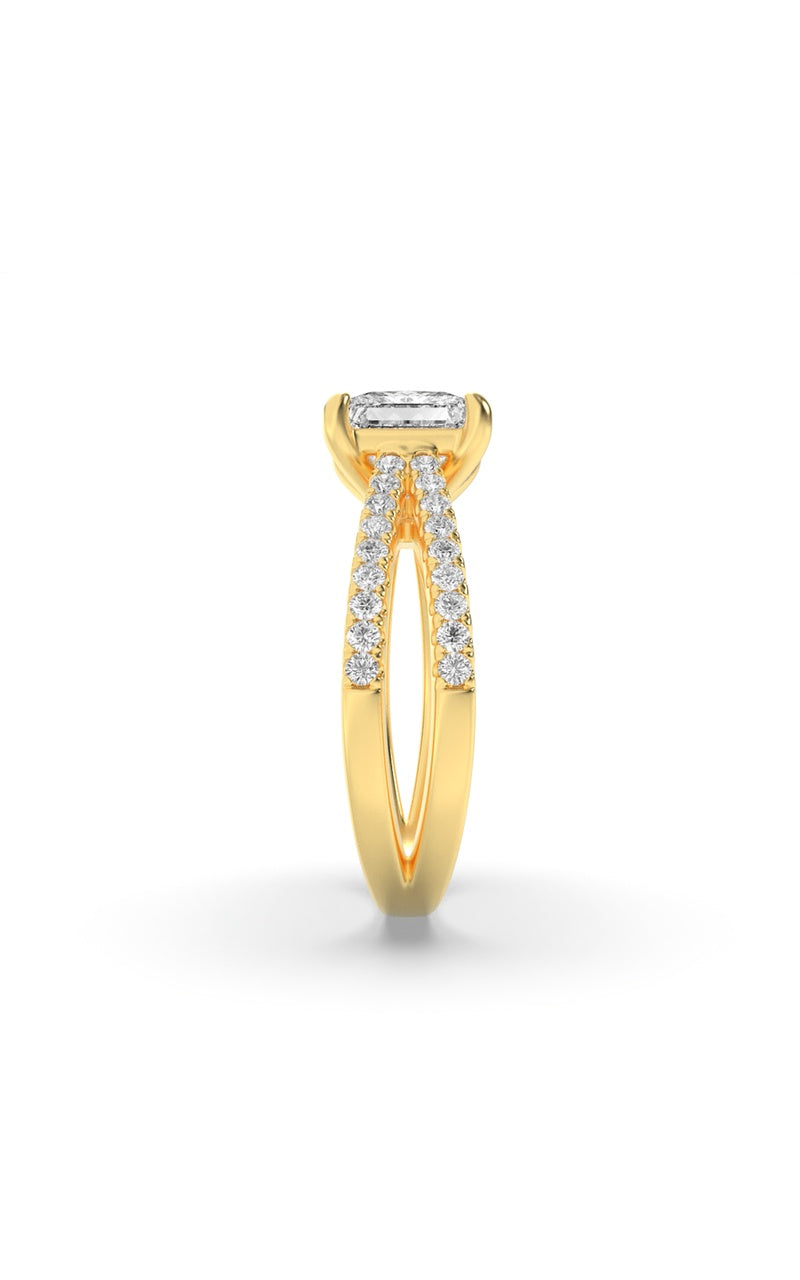 2CTW Princess Shaped Lab Grown Diamond (F/VS) Cross Shank Accented Engagement Ring in 14K Gold