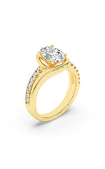 Load image into Gallery viewer, 2CTW Oval Shaped Lab Grown Diamond (G/VS) Swirl Shank Accented Engagement Ring in 14K Gold
