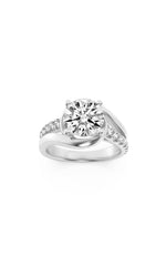Load image into Gallery viewer, 2CTW Round Shaped Lab Grown Diamond (G/VS) Swirl Shank Accented Engagement Ring in 14K Gold

