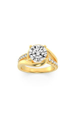 Load image into Gallery viewer, 2CTW Round Shaped Lab Grown Diamond (G/VS) Swirl Shank Accented Engagement Ring in 14K Gold
