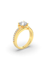 Load image into Gallery viewer, 2CTW Round Shaped Lab Grown Diamond (G/VS) Swirl Shank Accented Engagement Ring in 14K Gold
