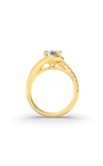 Load image into Gallery viewer, 2CTW Round Shaped Lab Grown Diamond (G/VS) Swirl Shank Accented Engagement Ring in 14K Gold
