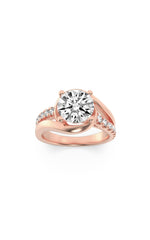 Load image into Gallery viewer, 2CTW Round Shaped Lab Grown Diamond (G/VS) Swirl Shank Accented Engagement Ring in 14K Gold
