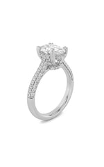 Load image into Gallery viewer, 3CTW Oval Shaped Lab Grown Diamond (F/VS) Triple Row Accented Engagement Ring in 14K Gold
