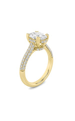 Load image into Gallery viewer, 3CTW Oval Shaped Lab Grown Diamond (F/VS) Triple Row Accented Engagement Ring in 14K Gold
