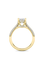 Load image into Gallery viewer, 3CTW Oval Shaped Lab Grown Diamond (F/VS) Triple Row Accented Engagement Ring in 14K Gold
