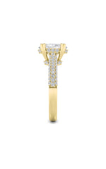 Load image into Gallery viewer, 3CTW Oval Shaped Lab Grown Diamond (F/VS) Triple Row Accented Engagement Ring in 14K Gold

