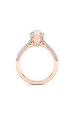 Load image into Gallery viewer, 3CTW Pear Shaped Lab Grown Diamond (F/VS) Triple Row Accented Engagement Ring in 14K Gold
