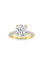 Load image into Gallery viewer, 3CTW Round Shaped Lab Grown Diamond (F/VS) Triple Row Accented Engagement Ring in 14K Gold
