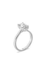 Load image into Gallery viewer, 2CTW Emerald Shaped Lab Grown Diamond (F/VS) Plain Cathedral Trellis Shank Solitaire Engagement Ring in 14K Gold
