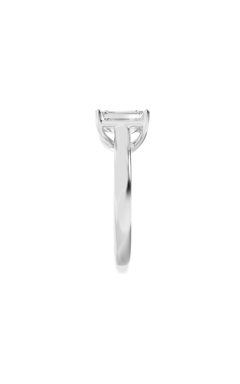 2CTW Emerald Shaped Lab Grown Diamond (F/VS) Plain Cathedral Trellis Shank Solitaire Engagement Ring in 14K Gold