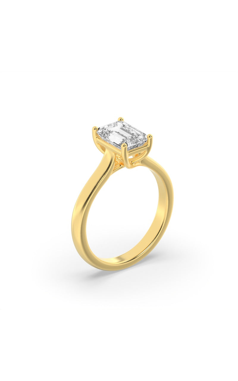 Vs) plain cathedral trellis shank solitaire engagement ring in 14k gold
